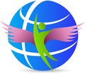 Globe man with wings Royalty Free Stock Photo