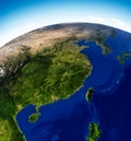 Globe map of Asia, satellite view, geographical map, physics. Cartography, China, South Korea Royalty Free Stock Photo