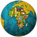 globe map with political map of african union Royalty Free Stock Photo