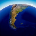 Globe map of South America, geographical map, physics. Cartography, atlas. Argentina, Chile