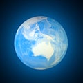 Globe map of the south Australia. New Zealand. Bathymetry, underwater depth of ocean