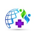 Globe medical care people logo icon on white background Royalty Free Stock Photo