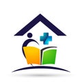 Globe medical home roof cross clinc Education logo children school books kids icon Royalty Free Stock Photo