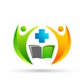 Globe medical cross clinc Education logo children school books kids icon Royalty Free Stock Photo