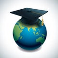 globe with mortar board. Vector illustration decorative design Royalty Free Stock Photo