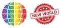 Scratched New World Seal and LGBT Globe Mosaic