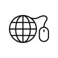globe with mouse outline vector icon