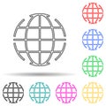 Globe multi color set icon. Simple thin line, outline vector of navigation icons for ui and ux, website or mobile application Royalty Free Stock Photo