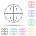 Globe multi color set icon. Simple thin line, outline vector of web icons for ui and ux, website or mobile application Royalty Free Stock Photo