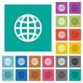 Globe square flat multi colored icons