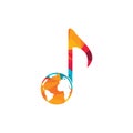 Globe and music note icon logo design. Royalty Free Stock Photo