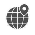 Globe with navigation pin glyph icon Royalty Free Stock Photo