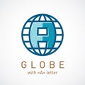 Globe net with A letter inside sign. Royalty Free Stock Photo
