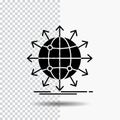 globe, network, arrow, news, worldwide Glyph Icon on Transparent Background. Black Icon Royalty Free Stock Photo