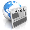 Globe with newspaper Royalty Free Stock Photo