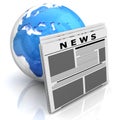 Globe with newspaper Royalty Free Stock Photo