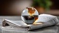 Globe on newspaper image Royalty Free Stock Photo