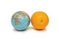 Globe and orange isolated Royalty Free Stock Photo