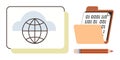 Digital Cloud Storage and Data Management Tools with Online Globe and Binary Code Representation Royalty Free Stock Photo