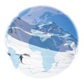 Globe over a skier making turns Royalty Free Stock Photo