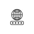 Globe password code line icon