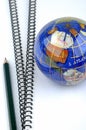 Globe, pencil and books Royalty Free Stock Photo