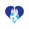 Globe and people heart shape icon vector illustration. Royalty Free Stock Photo