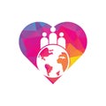 Globe and people heart shape icon vector illustration. Royalty Free Stock Photo