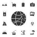 Globe and plane travel icon. Detailed set of travel icons. Premium graphic design. One of the collection icons for websites, web d Royalty Free Stock Photo