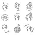 Globe and plane travel icon. Royalty Free Stock Photo