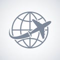 Globe and plane travel icon Royalty Free Stock Photo