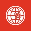 The Globe and plane travel icon. Shipping symbol. Flat Royalty Free Stock Photo