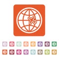 The Globe and plane travel icon. Shipping symbol. Flat Royalty Free Stock Photo