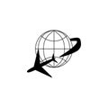 Globe and plane travel icon Royalty Free Stock Photo