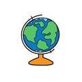 The globe of planet Earth in cartoon style. Educational toy for kids Royalty Free Stock Photo