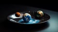 Globe, planet earth on a plate. Ecology or world hunger concept.