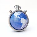 Globe, planet Earth on stopwatch, enviroment or world time concept 3d rendering