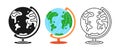 Globe planet icon cartoon set earth sign Back School learning doodle symbol student concept object Royalty Free Stock Photo