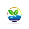 Globe plant water leaf tree botany icons symbol logo design on white background