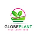 Globe plant water leaf tree botany icons symbol logo design on white background