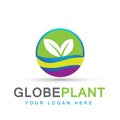 Globe plant water leaf tree botny icons symbol logo design on white background