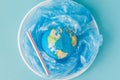 Globe on a plastic plate. The concept of ecology, land conservation