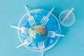 Globe on a plastic plate. The concept of ecology, land conservation