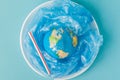 Globe on a plastic plate. The concept of ecology, land conservation