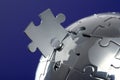 Globe puzzle on blue background Royalty Free Stock Photo