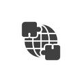 Globe and puzzle pieces vector icon