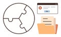 Puzzle Globe with File Folder and Error Notification Window for Problem-Solving Concepts Royalty Free Stock Photo