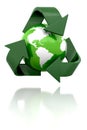 Globe with recycling icon Royalty Free Stock Photo