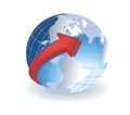 Globe with red arrow Royalty Free Stock Photo