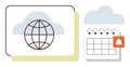 Global Communication and Scheduling Concept with Cloud Storage and Notification Icon Royalty Free Stock Photo